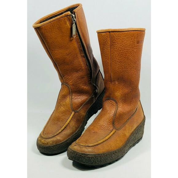 Vintage DIODORA BOOTS Mens 8 Leather Side Zip Winter Brown Made In Italy main image 10